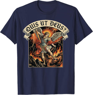 Who is Like God Quis Ut Deus Archangel Michael Christian T-Shirt - T-Shirt | Navy