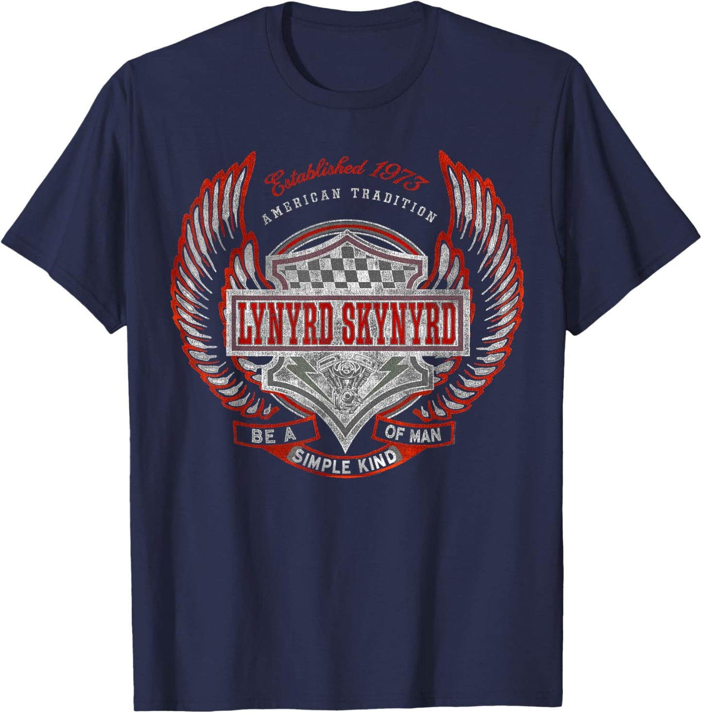 Lynyrd Skynyrd Simple Man 1973 Rally Race Car Biker Rock Fan T-Shirt - T-Shirt | Navy
