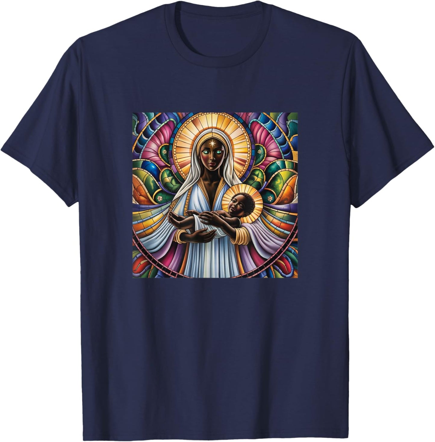 Black Madonna and Child - Mary, Blessed Virgin T-Shirt - T-Shirt | Navy