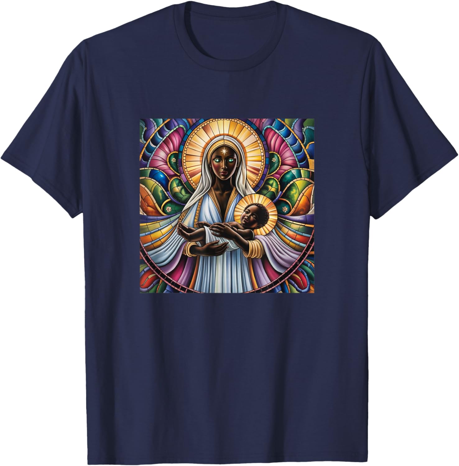 Black Madonna and Child - Mary, Blessed Virgin T-Shirt - T-Shirt | Navy