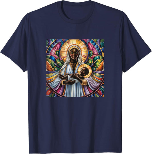 Black Madonna and Child - Mary, Blessed Virgin T-Shirt - T-Shirt | Navy