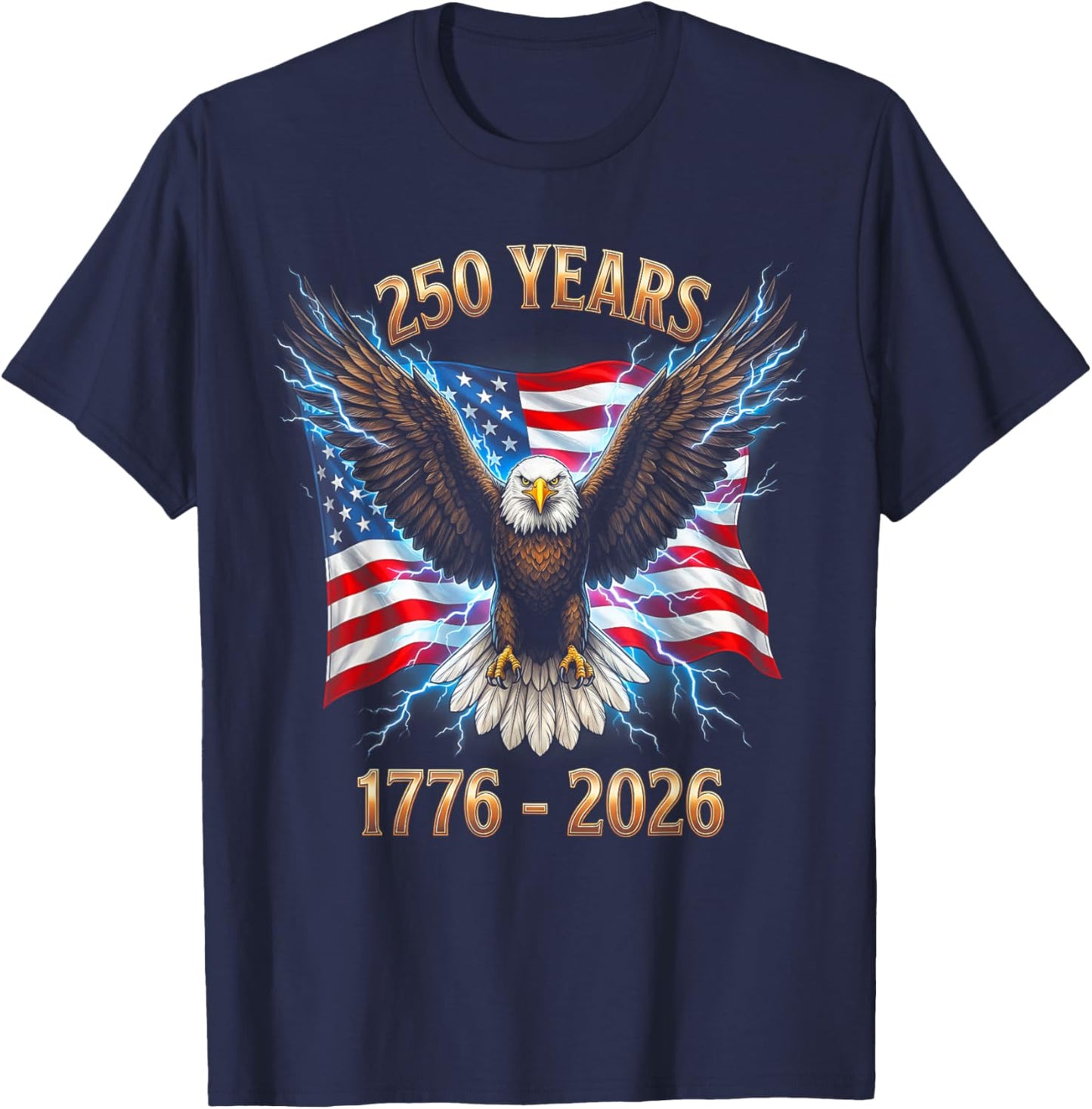250th Birthday 250 Years USA 1776 2026 T-Shirt - T-Shirt | Navy