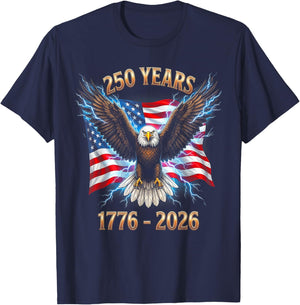 250th Birthday 250 Years USA 1776 2026 T-Shirt - T-Shirt | Navy