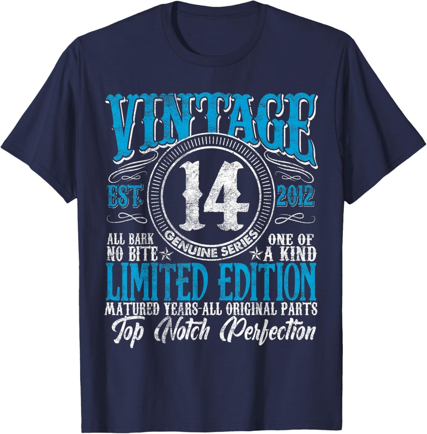 14 Year Old Gifts Vintage 2012 Limited Edition 14th Birthday T-Shirt - T-Shirt | Navy