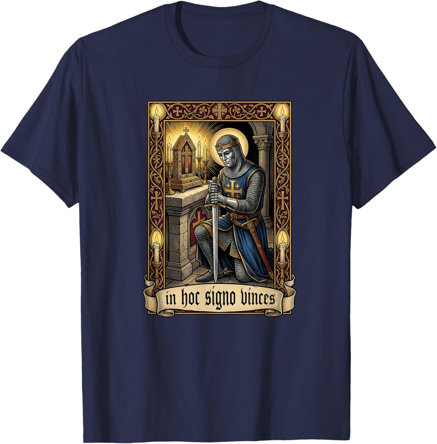 King Baldwin IV Jerusalem Cross Catholic T-Shirt - T-Shirt | Navy