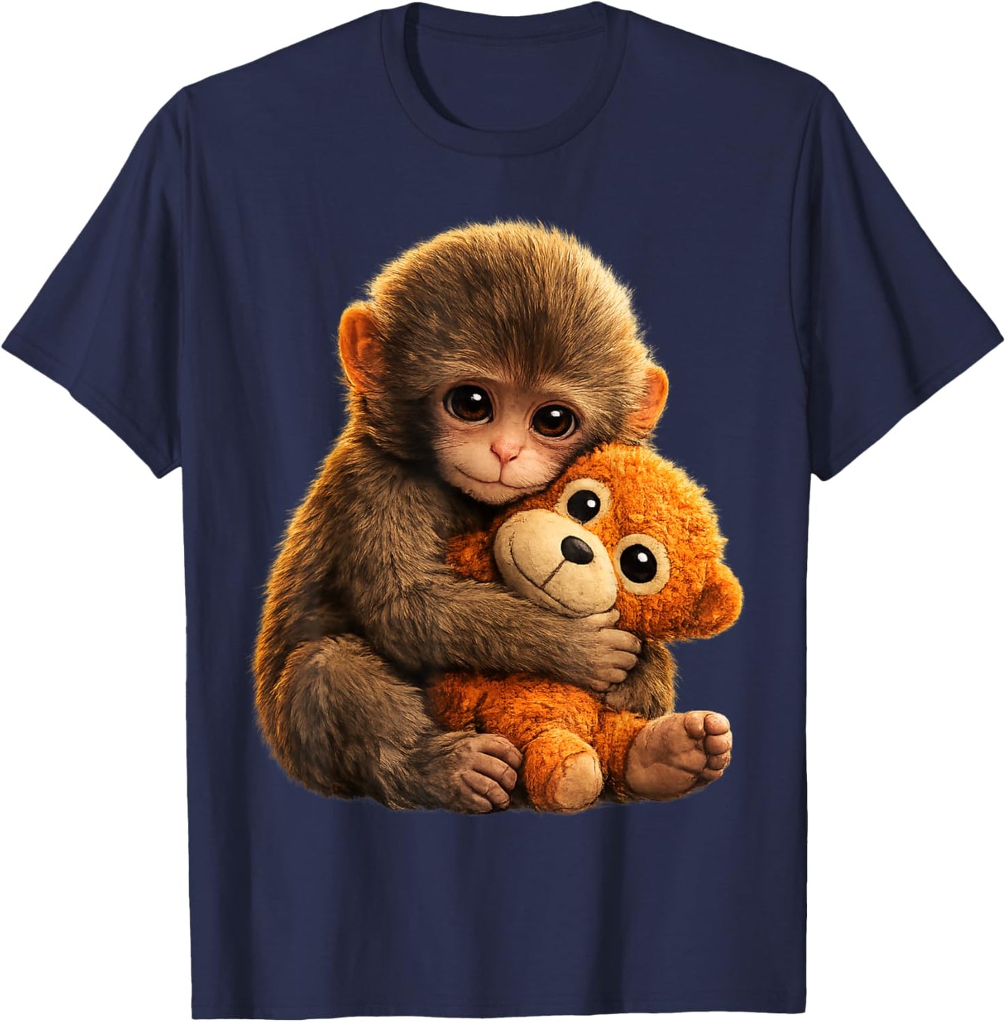 Cute Baby Monkey Punch Viral Zoo Japan Design T-Shirt - T-Shirt | Navy