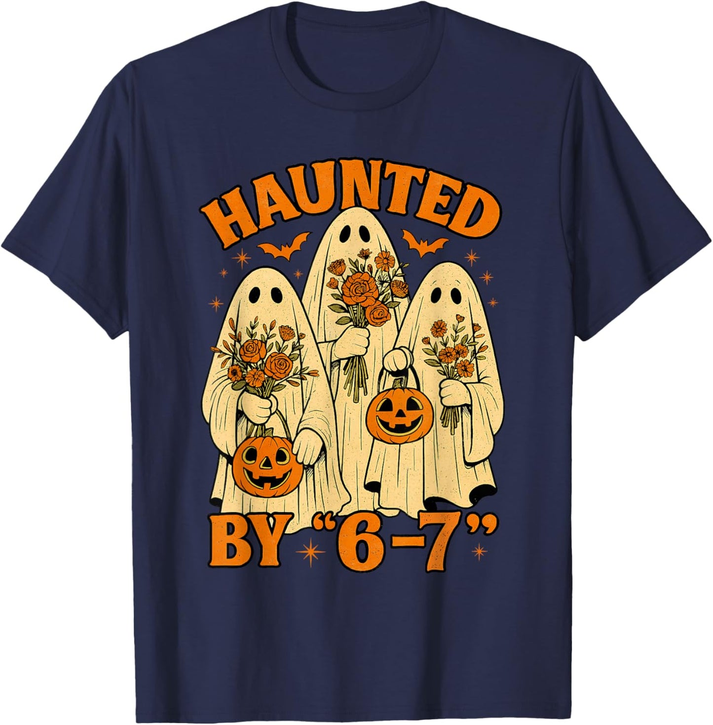 67 Meme Trendy Ghost Halloween Funny Six Seven Gen Alpha Z T-Shirt - T-Shirt | Navy