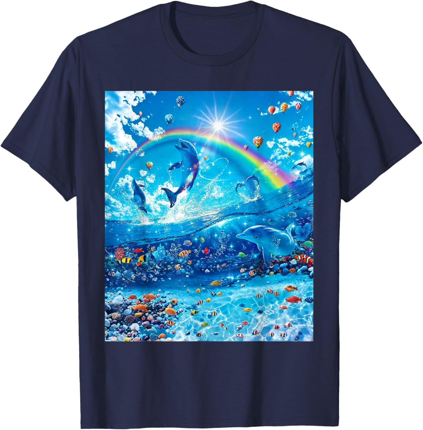 Dolphin Core Aesthetic Symphony Meme Full Rectangle Fill T-Shirt - T-Shirt | Navy