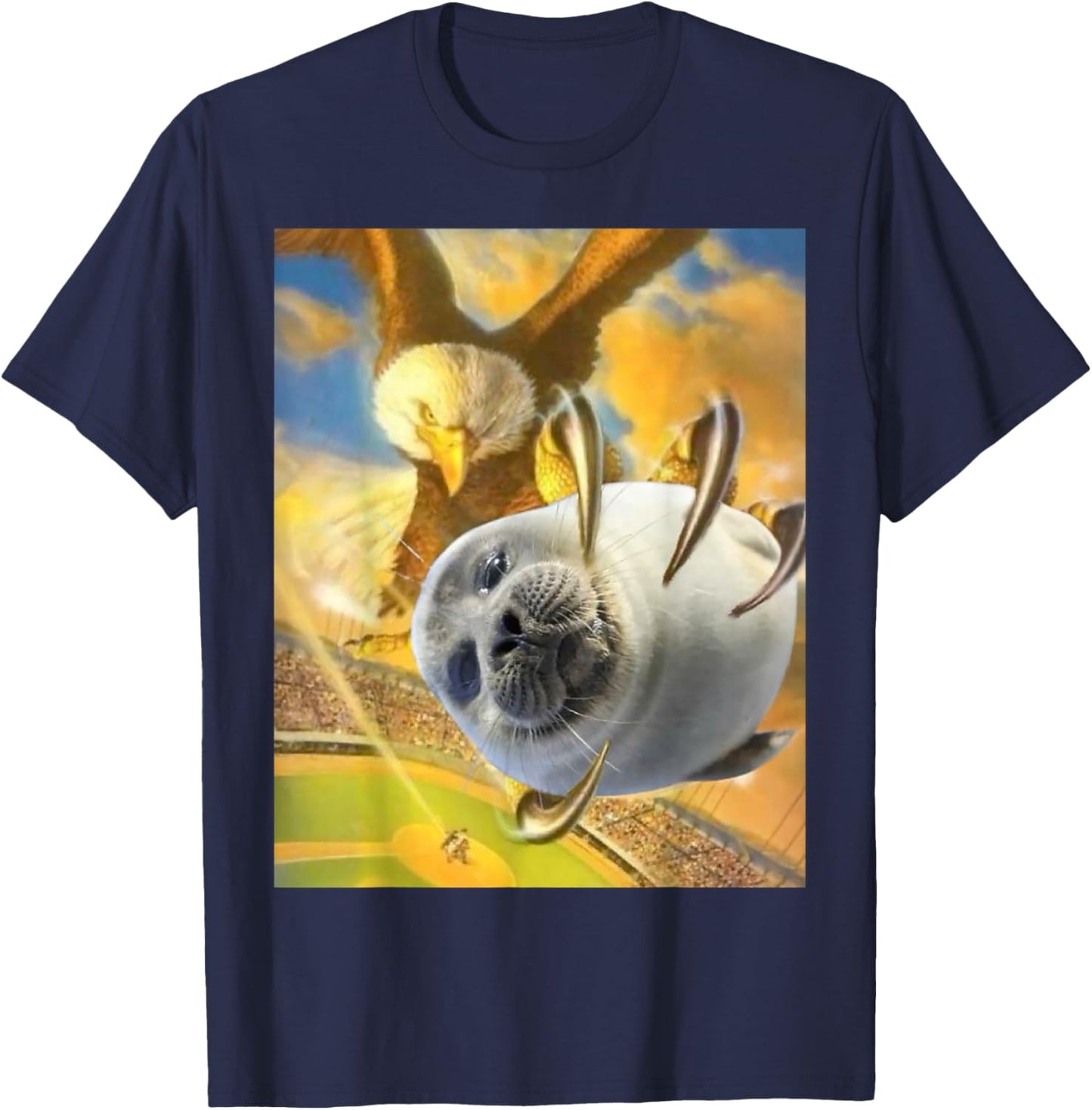 Funny Eagle Holding Seal Meme T-Shirt - T-Shirt | Navy