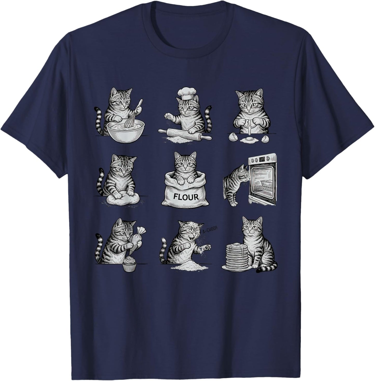 Cat Biscuits Bakery Cat Bakery Knead Em Cat Biscuits T-Shirt - T-Shirt | Navy