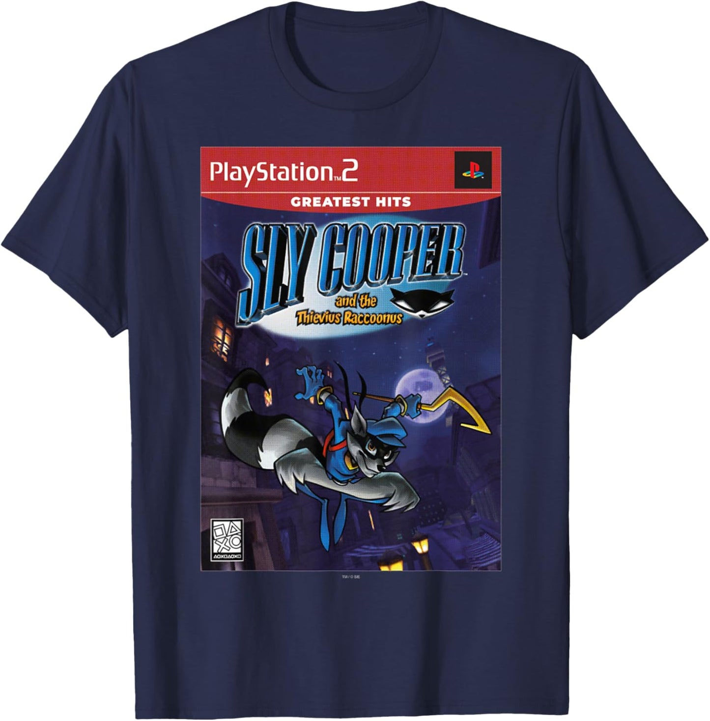 PlayStation Sly Cooper and The Thievius Raccoonus PS2 Hits T-Shirt - T-Shirt | Navy