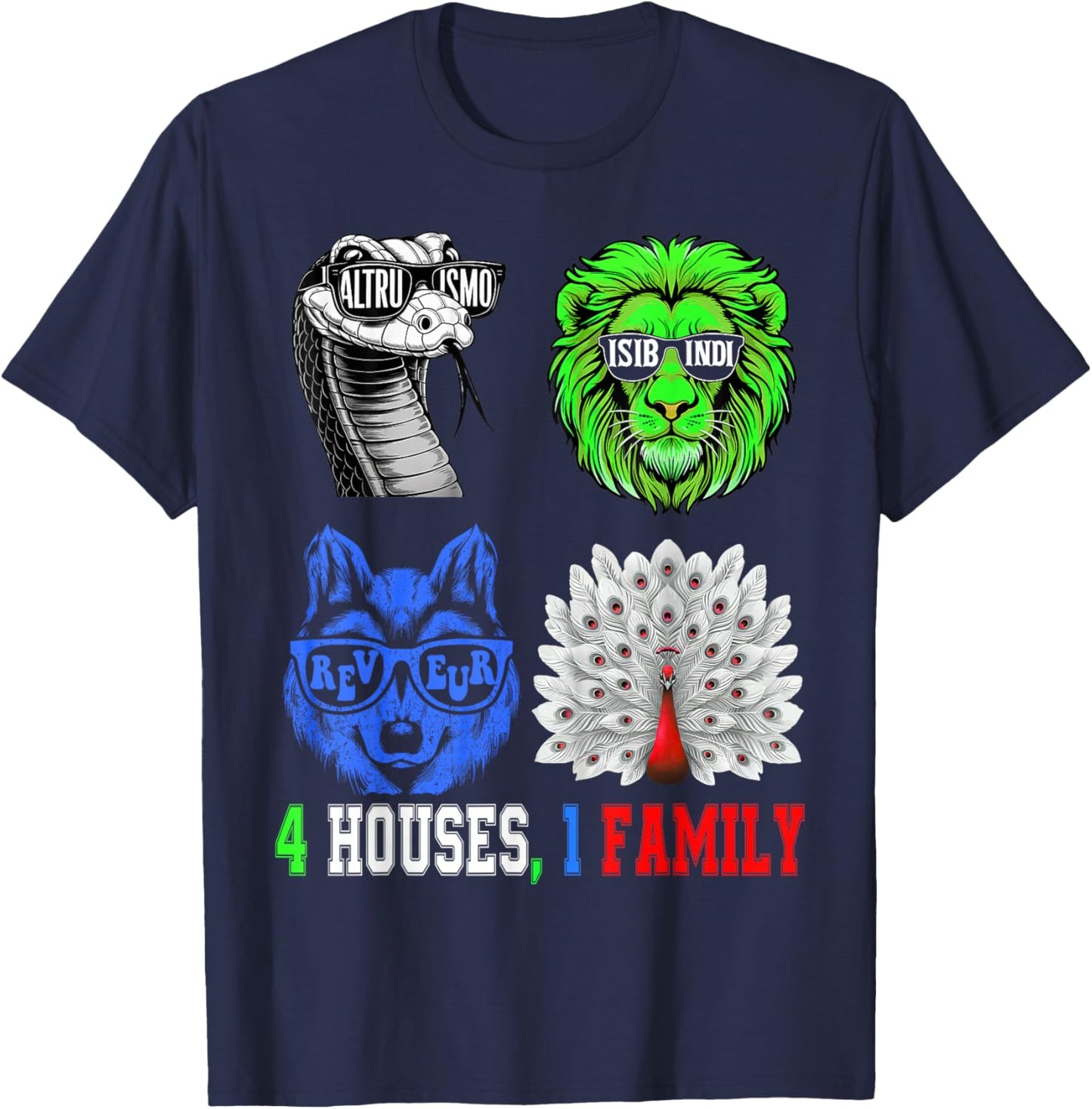AMISTAD, ISIBINDI, ALTRUISMO, REVEUR Four Houses 1 Family T-Shirt - T-Shirt | Navy