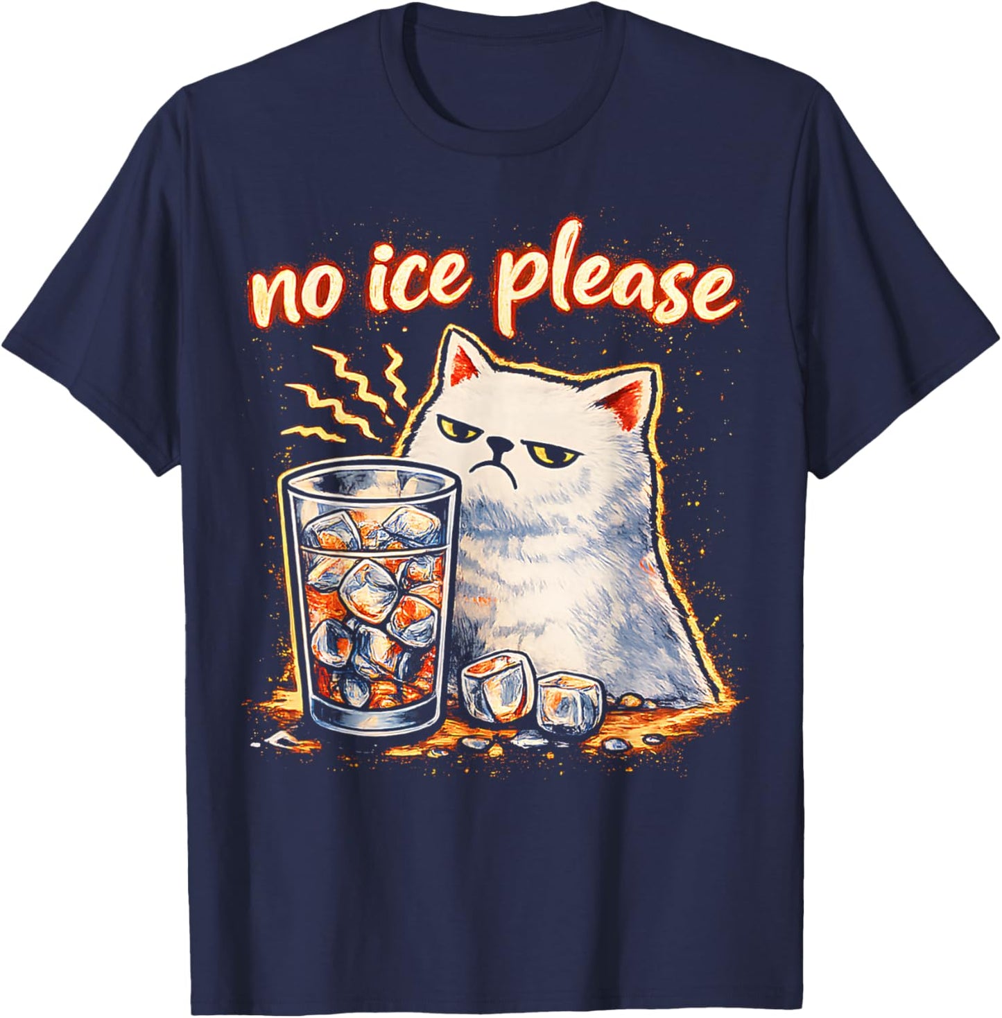 No Ice Please Funny Cat Meme T-Shirt - T-Shirt | Navy