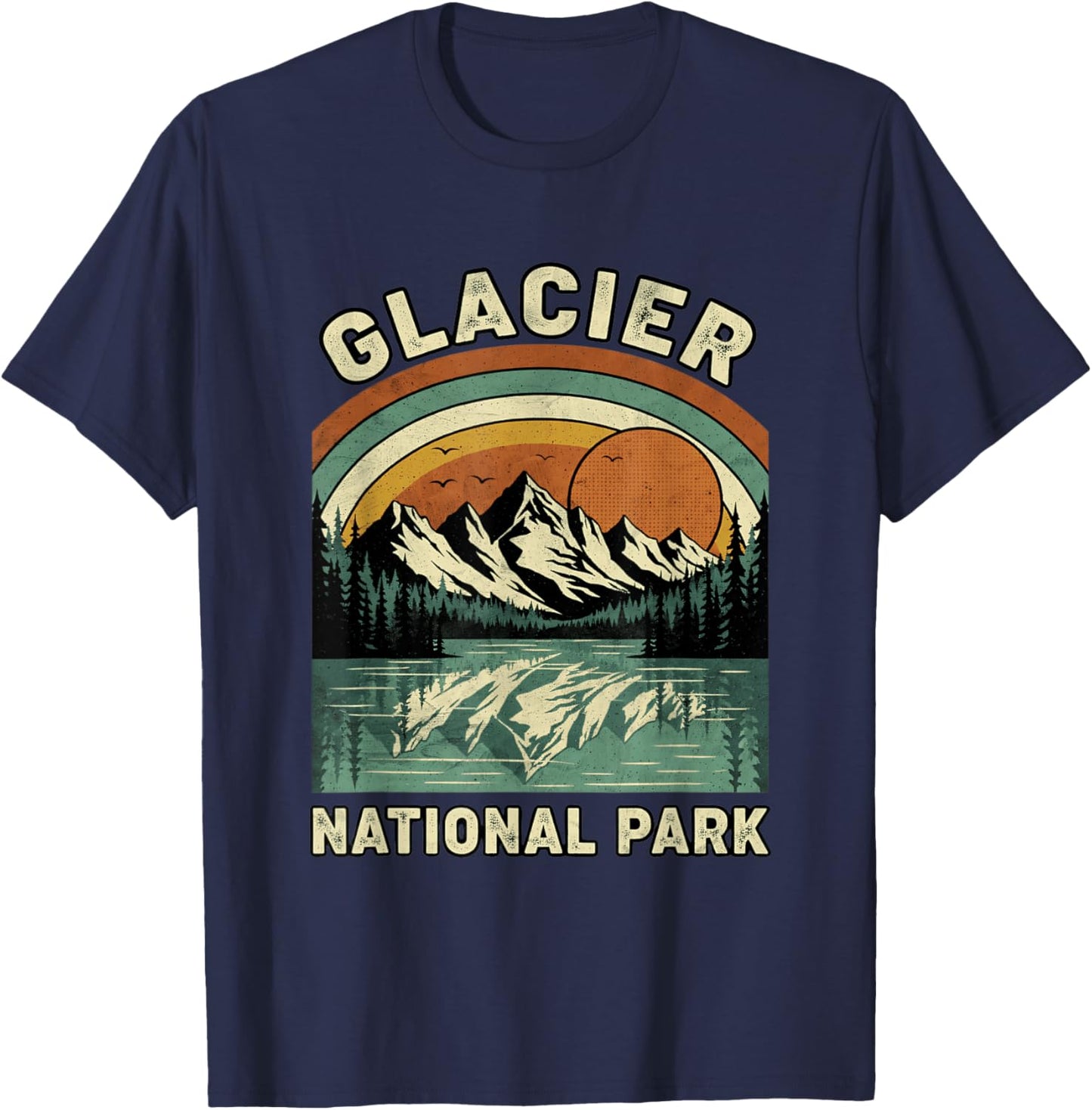 Glacier National Park Hiking Souvenir Adventure Outdoor T-Shirt - T-Shirt | Navy