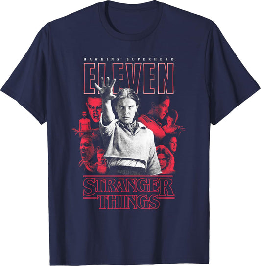 Stranger Things Season 5 Hawkins' Superhero Eleven Showcase T-Shirt - T-Shirt | Navy
