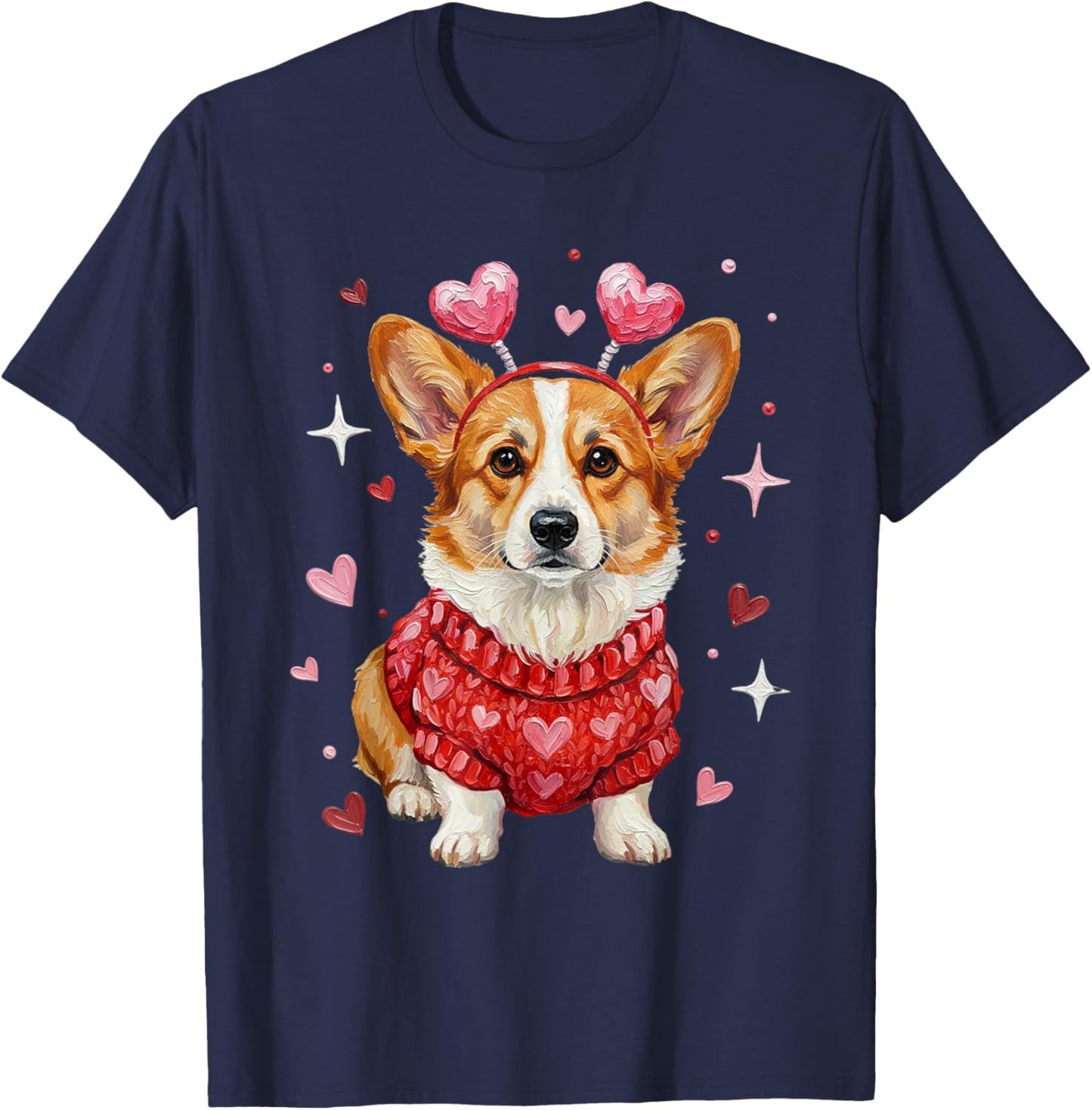 Cute Corgi Valentine Heart Valentines Day T-Shirt - T-Shirt | Navy