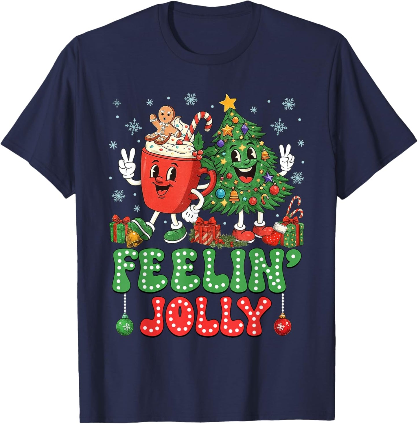 Retro Christmas Feeling Jolly Xmas Tree Coffee Latte Kids T-Shirt - T-Shirt | Navy