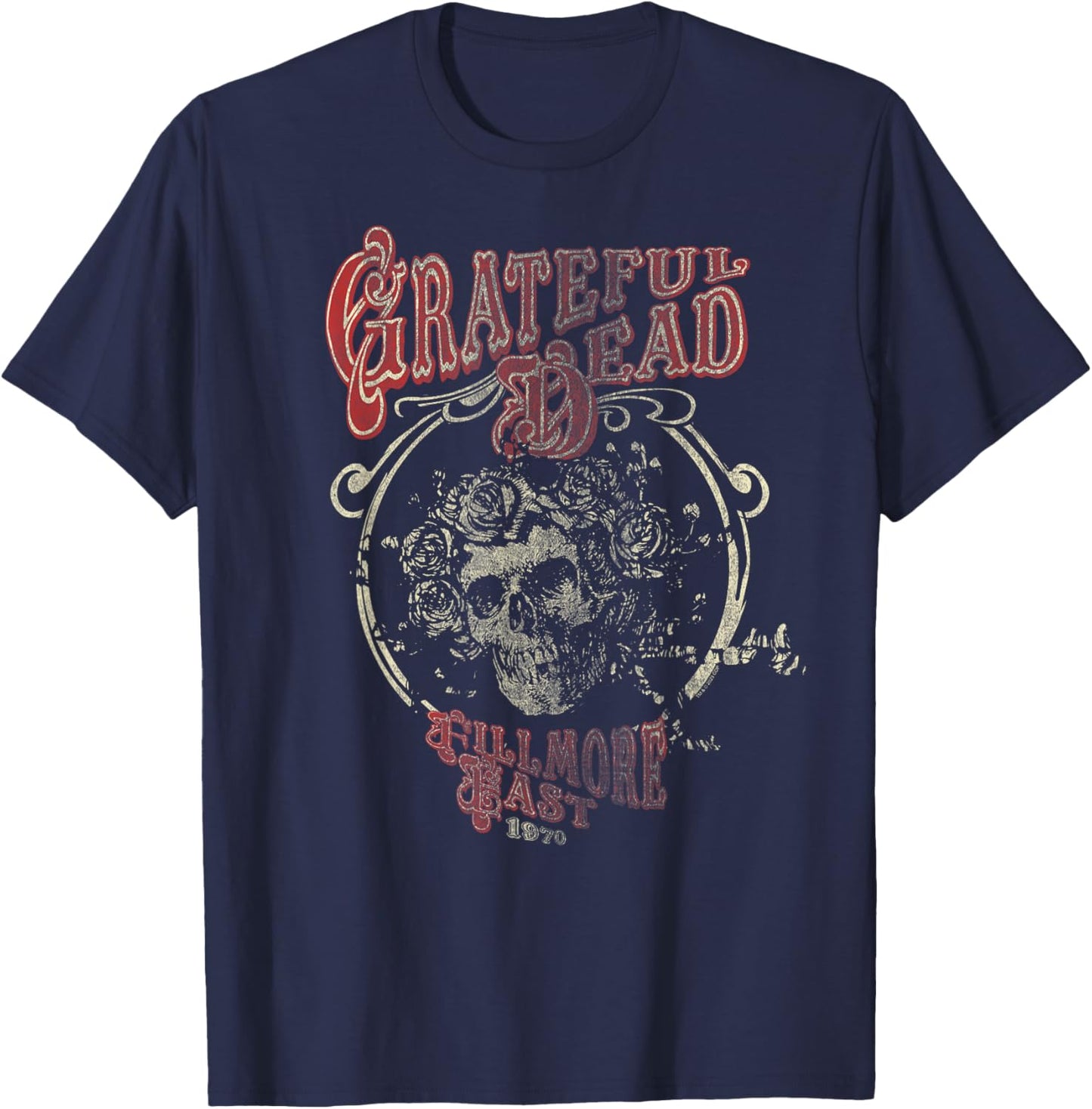 Grateful Dead Distressed Bertha Portrait 1970 Vintage Band T-Shirt - T-Shirt | Navy