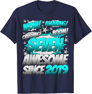 7 Year Old Gifts for Boys 7th Birthday Boy 7 Year Old Boy T-Shirt - T-Shirt | Navy