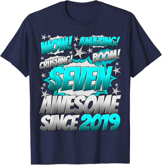 7 Year Old Gifts for Boys 7th Birthday Boy 7 Year Old Boy T-Shirt - T-Shirt | Navy