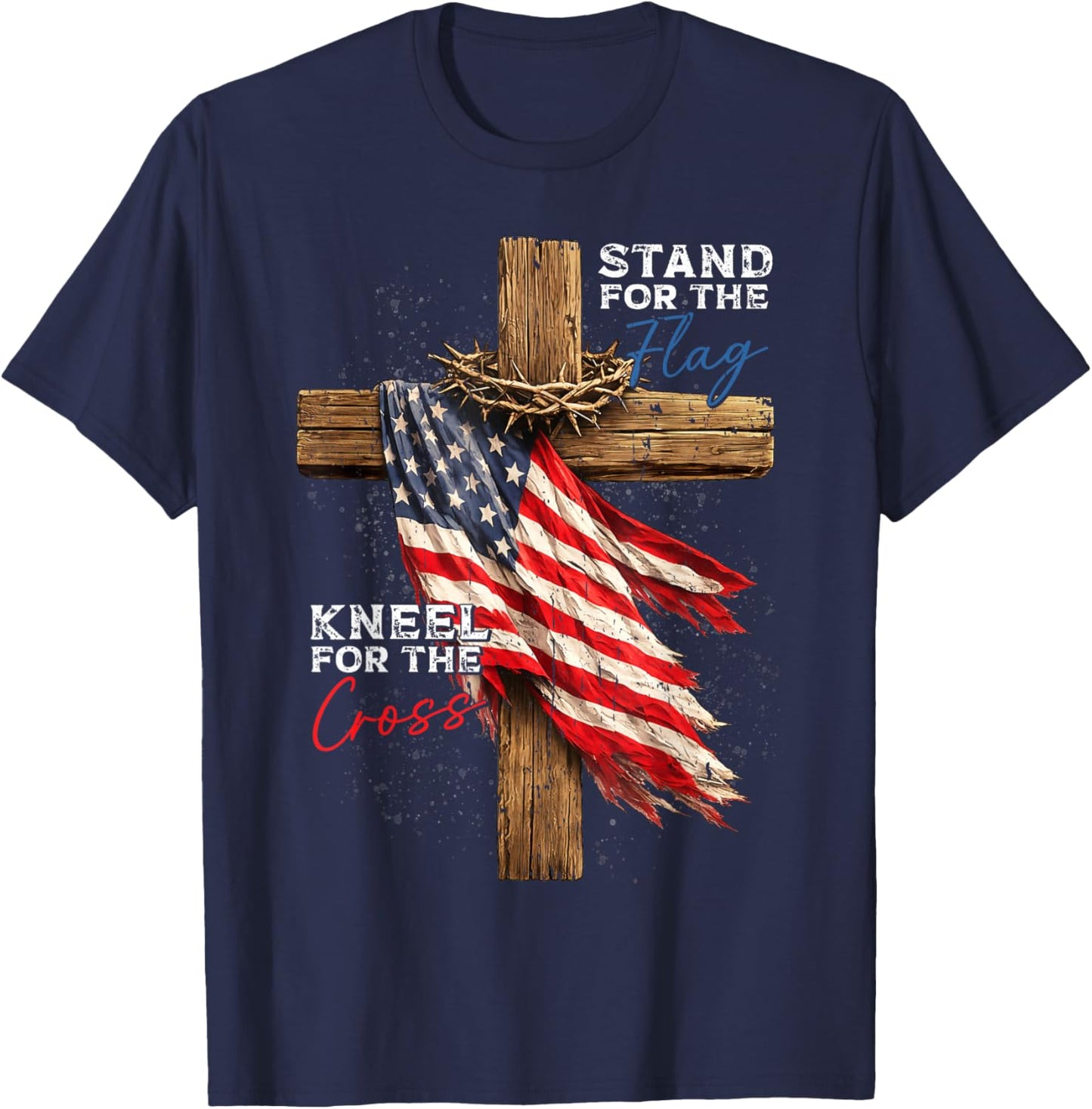 USA Flag Religious 4th of July Christian Faith Men Women T-Shirt - T-Shirt | Navy
