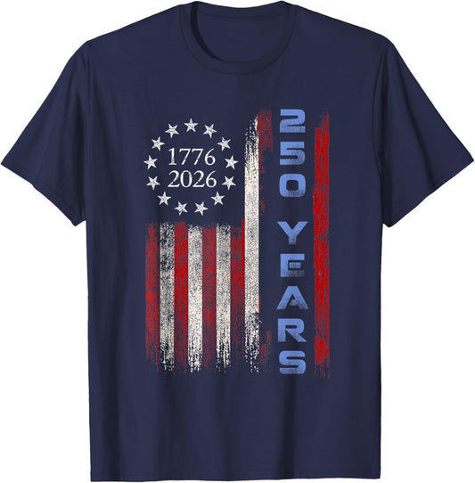 250th Birthday American Flag Eagle Shirt 250 Years 1776-2026 T-Shirt - T-Shirt | Navy
