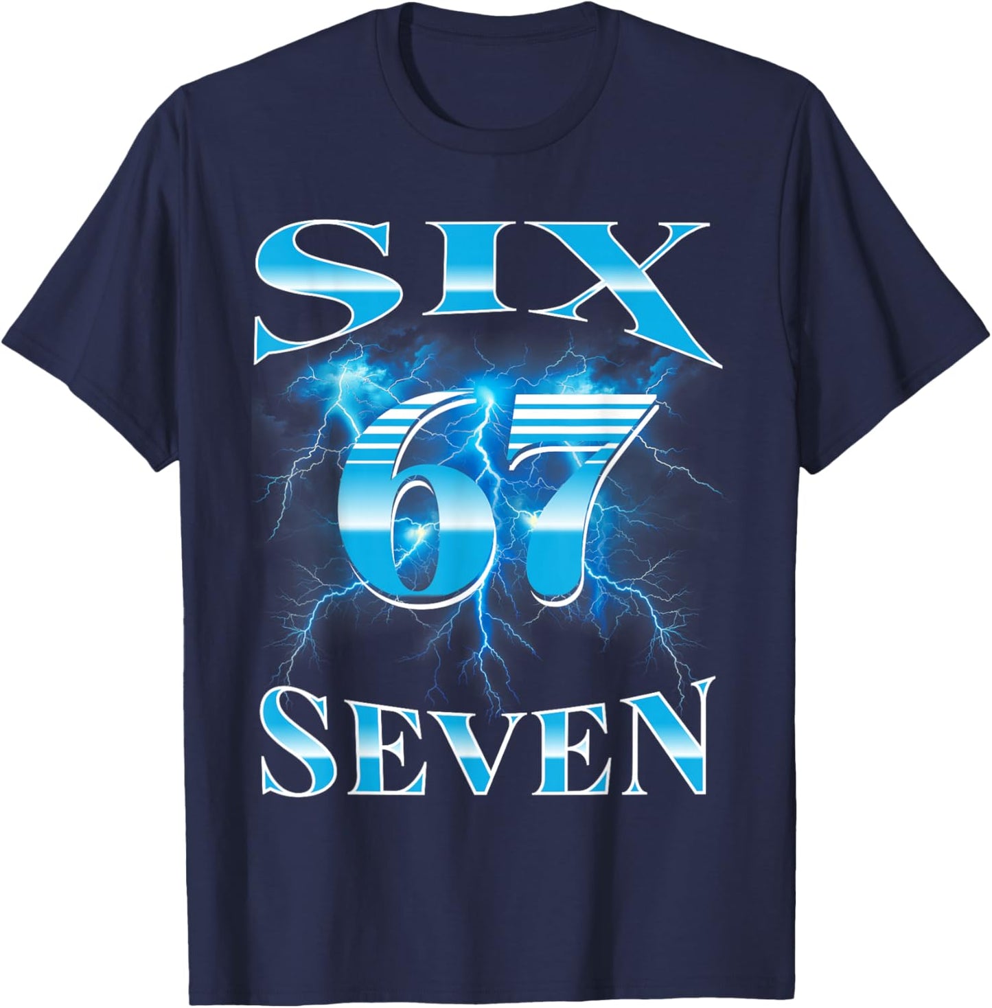 Six Seven 67 Meme Bootleg Style 90s 80s Alpha Gen Slang T-Shirt - T-Shirt | Navy