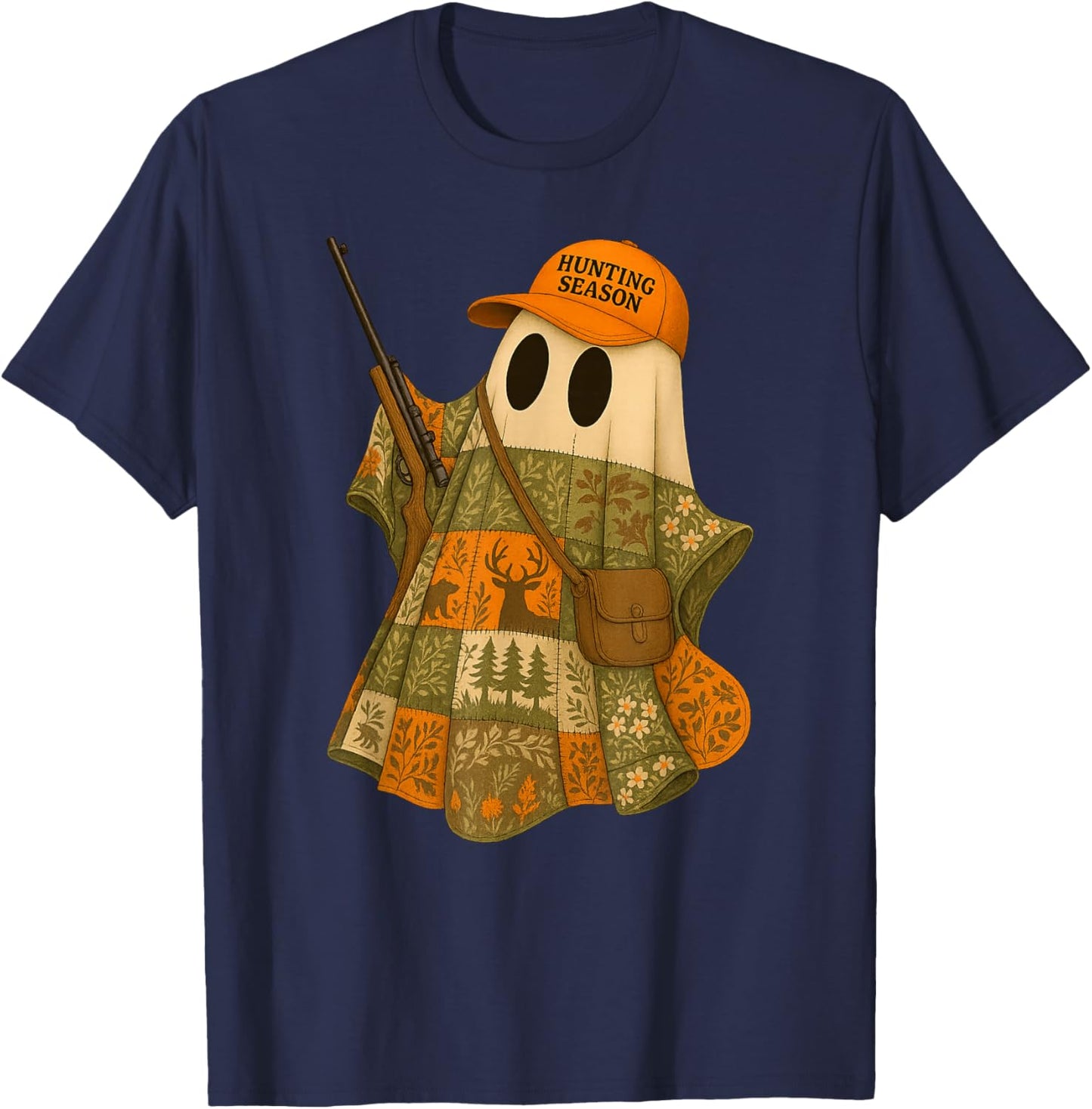 Hunting Season Camo Hunting Ghost Patchwork T-Shirt - T-Shirt | Navy