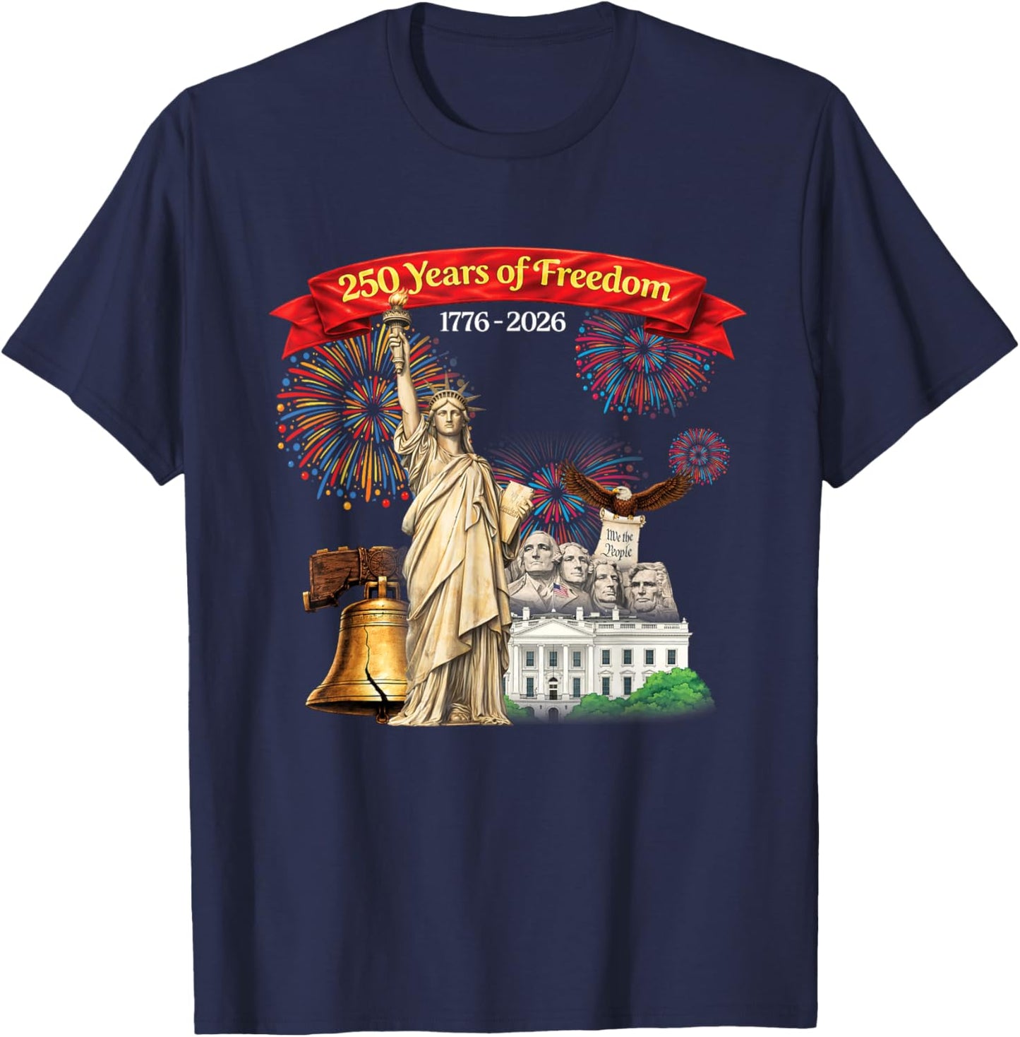 1776-2026 250th Semiquincentennial America Flag Patriotic T-Shirt - T-Shirt | Navy