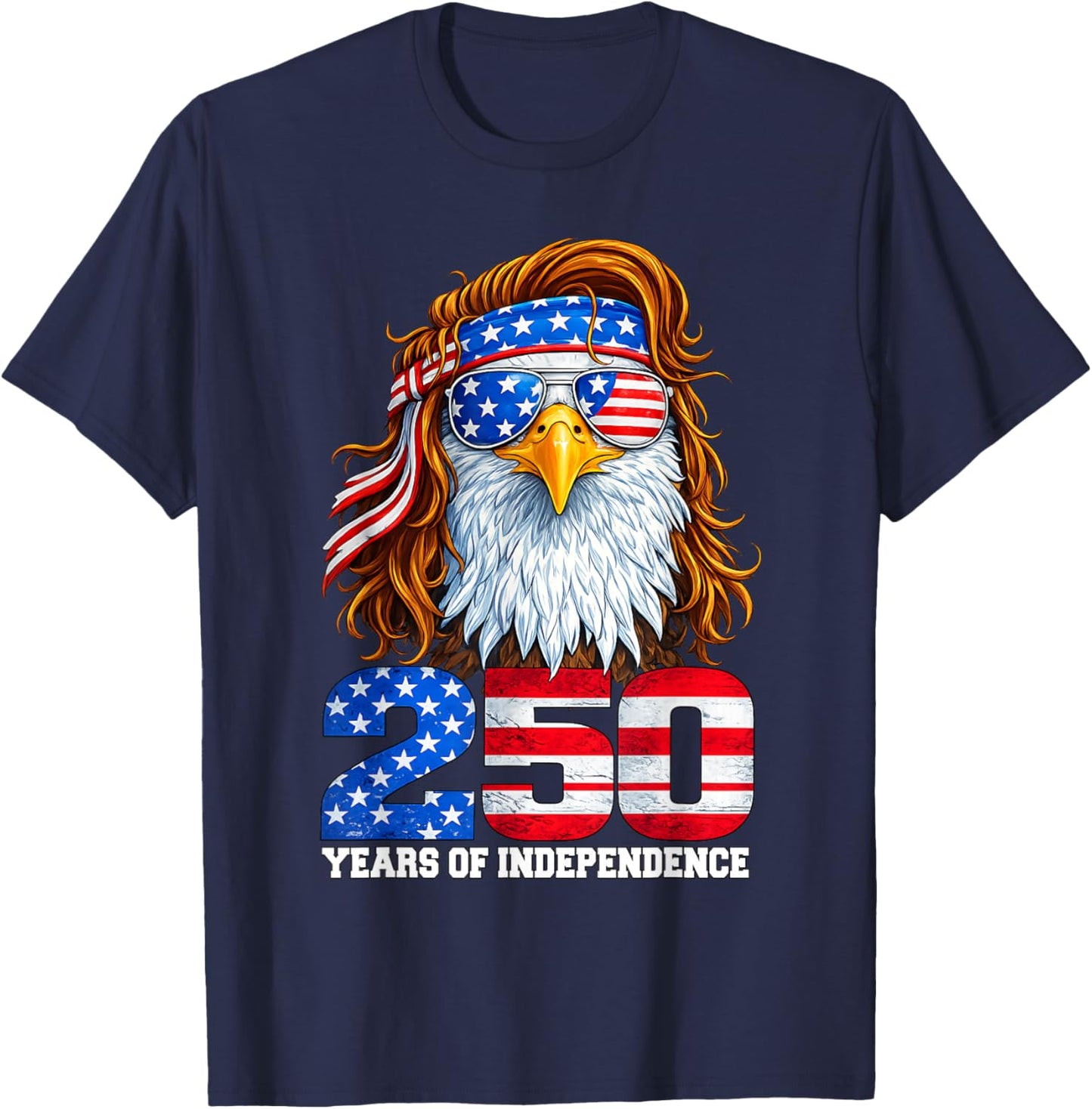 4th July American Flag Eagle Vintage 250 Years 1776 2026 T-Shirt - T-Shirt | Navy