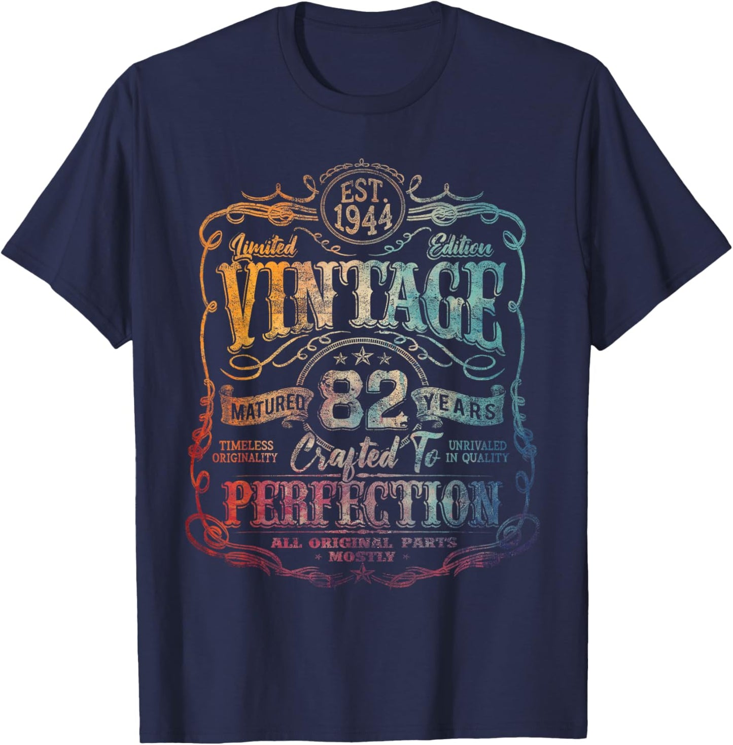 Vintage 1944 Limited Edition Shirt 82 Year Old 82nd Birthday T-Shirt - T-Shirt | Navy