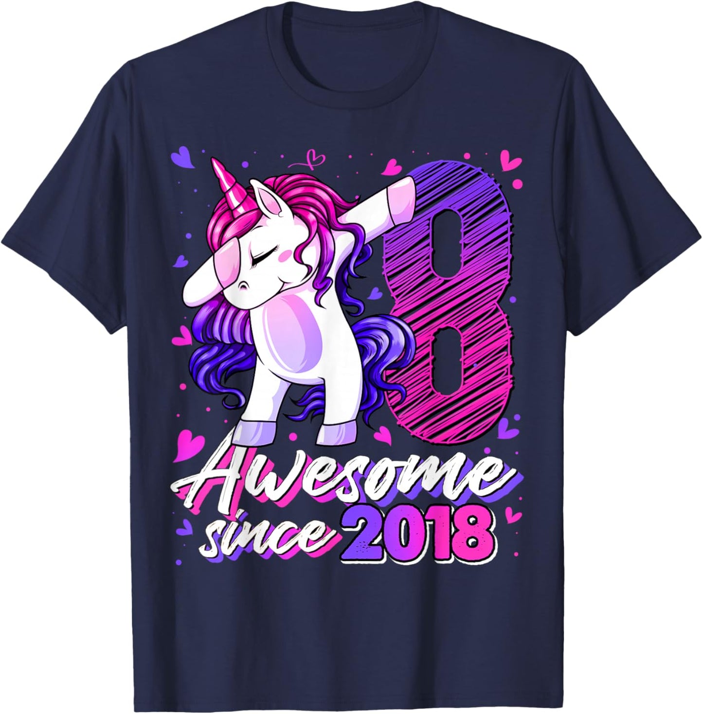 8th Birthday Shirt Girl 8 Year Old Gifts 8 Birthday Girl T-Shirt - T-Shirt | Navy