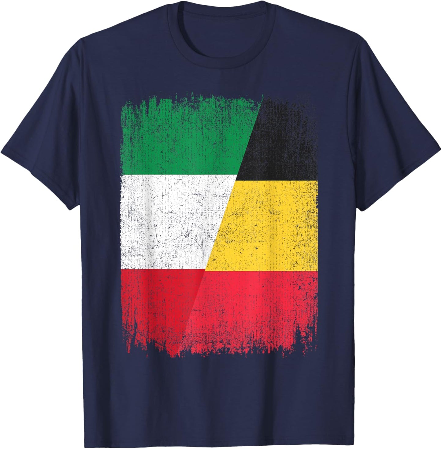 Half Italy Belgium Flag Italian Belgian Pride Roots T-Shirt - T-Shirt | Navy