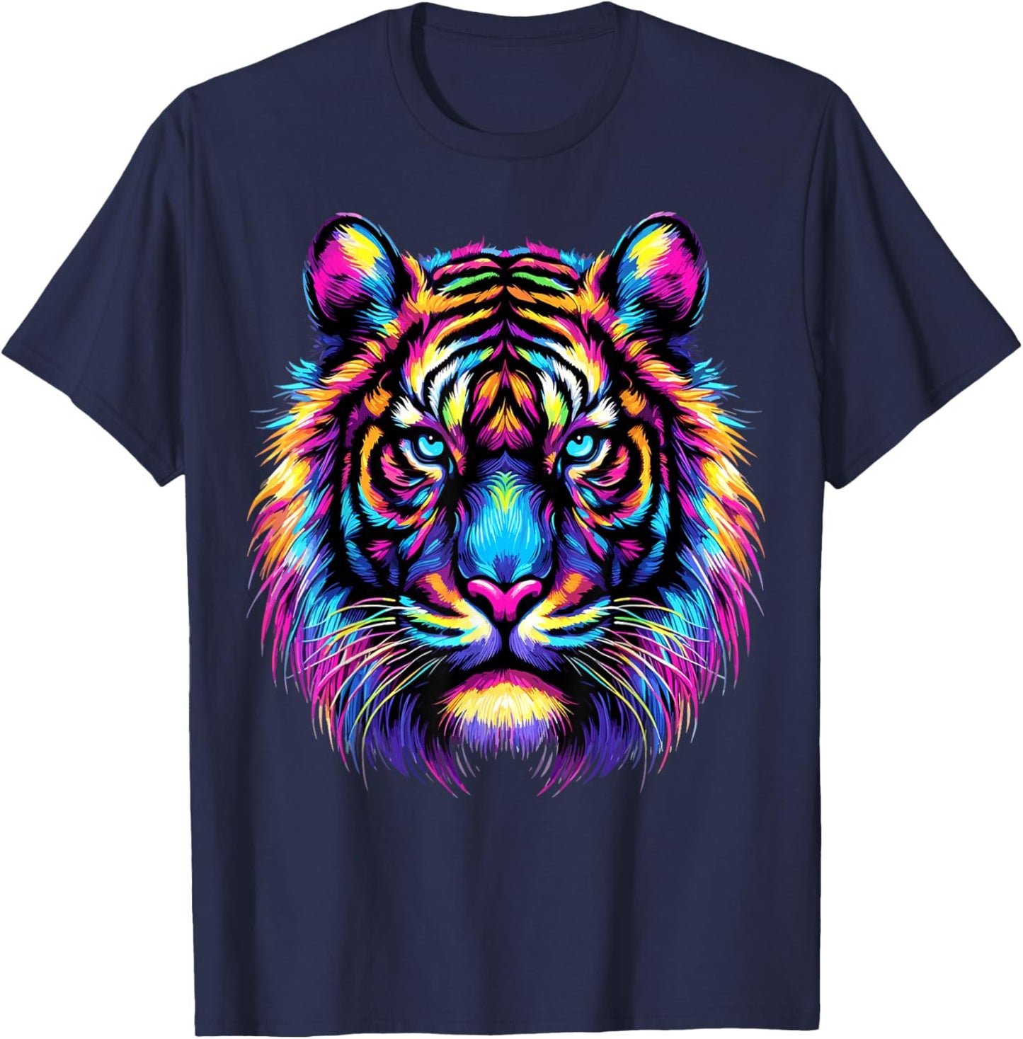 Colorful Tiger Head T-Shirt - T-Shirt | Navy