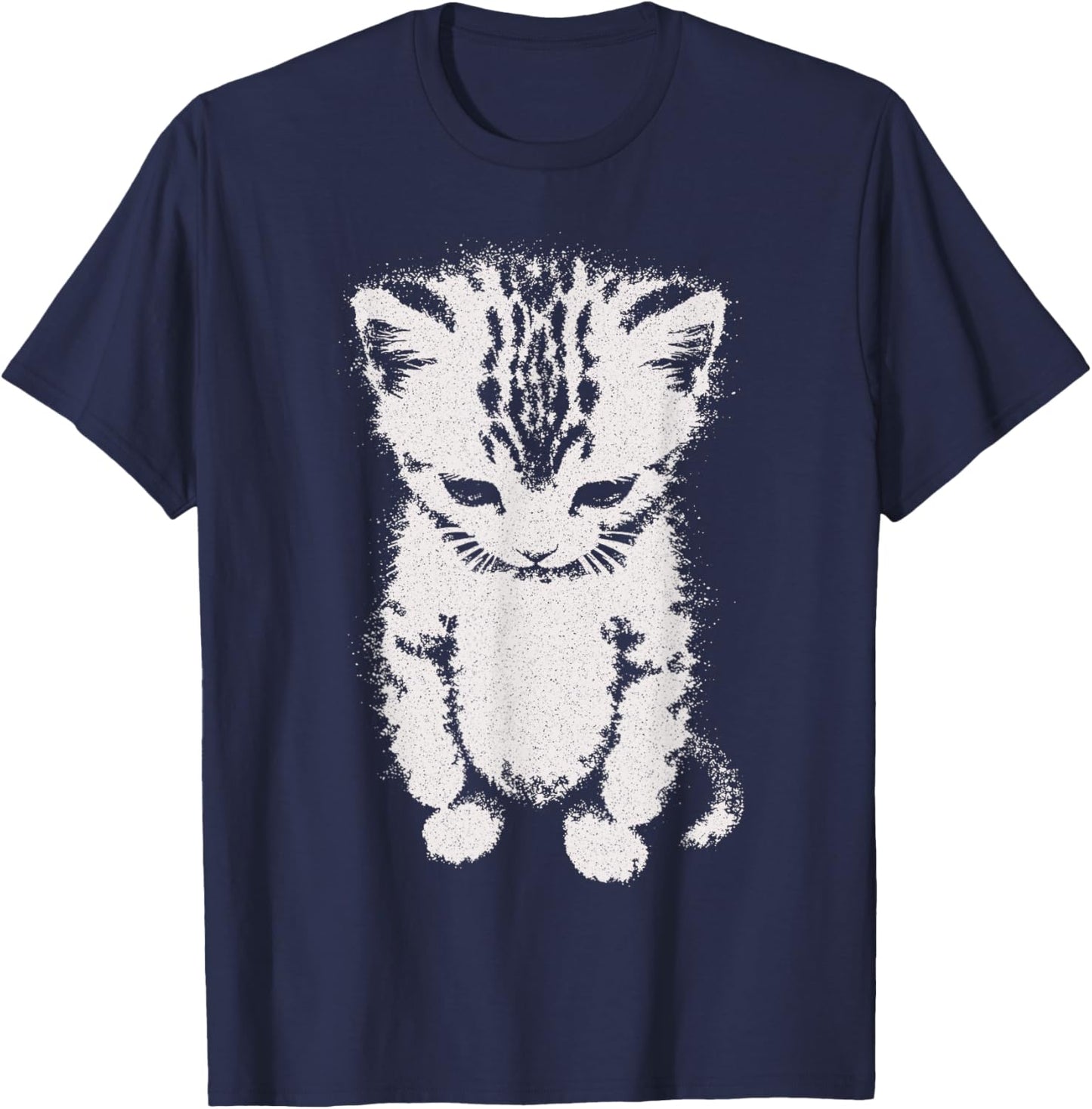 Sad Kitten Meme Standing Cat Funny Cat Meme Men Women Kids T-Shirt - T-Shirt | Navy
