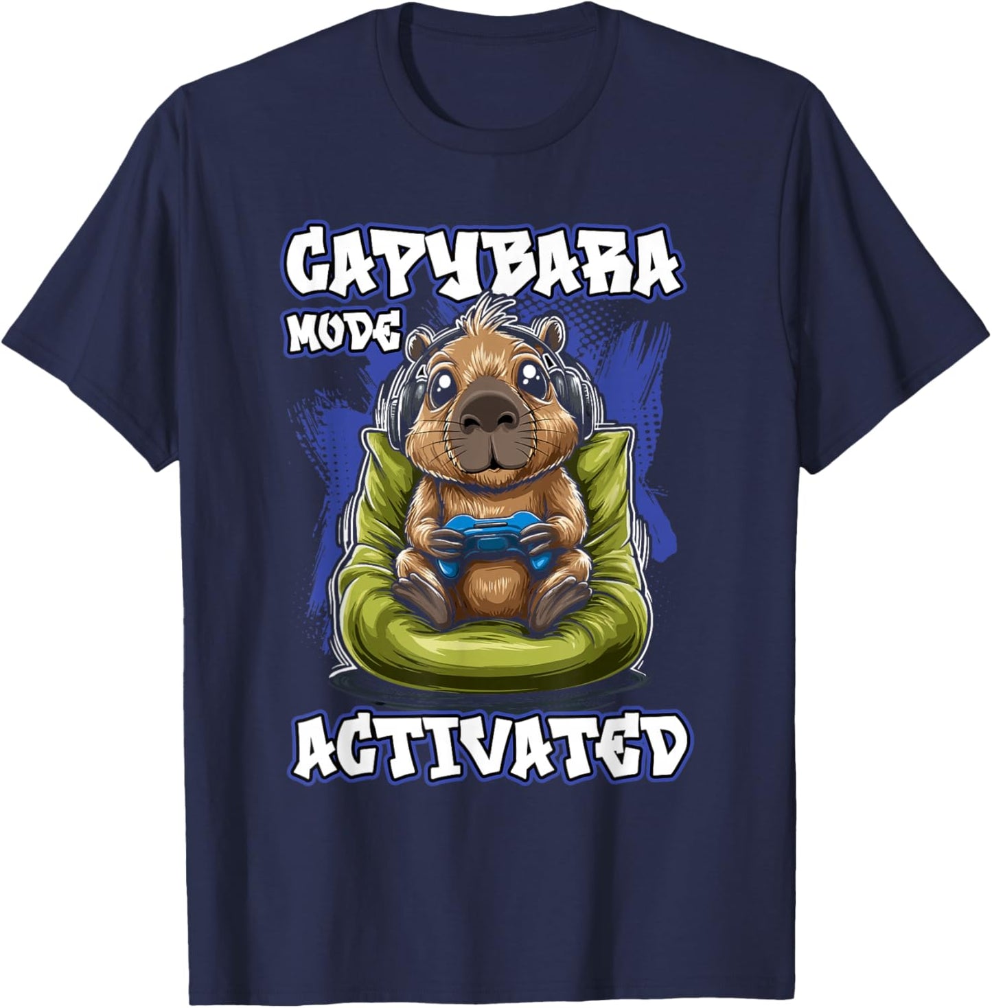 Funny Gaming Capybara | Gamer T-Shirt - T-Shirt | Navy