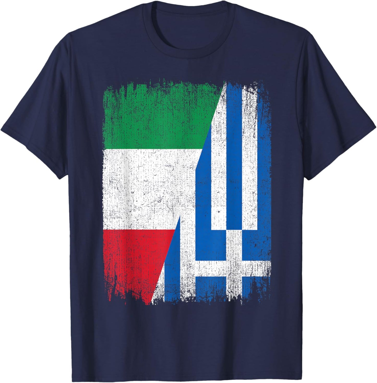 Half Italy Greece Flag Italian Greek Pride Roots T-Shirt - T-Shirt | Navy