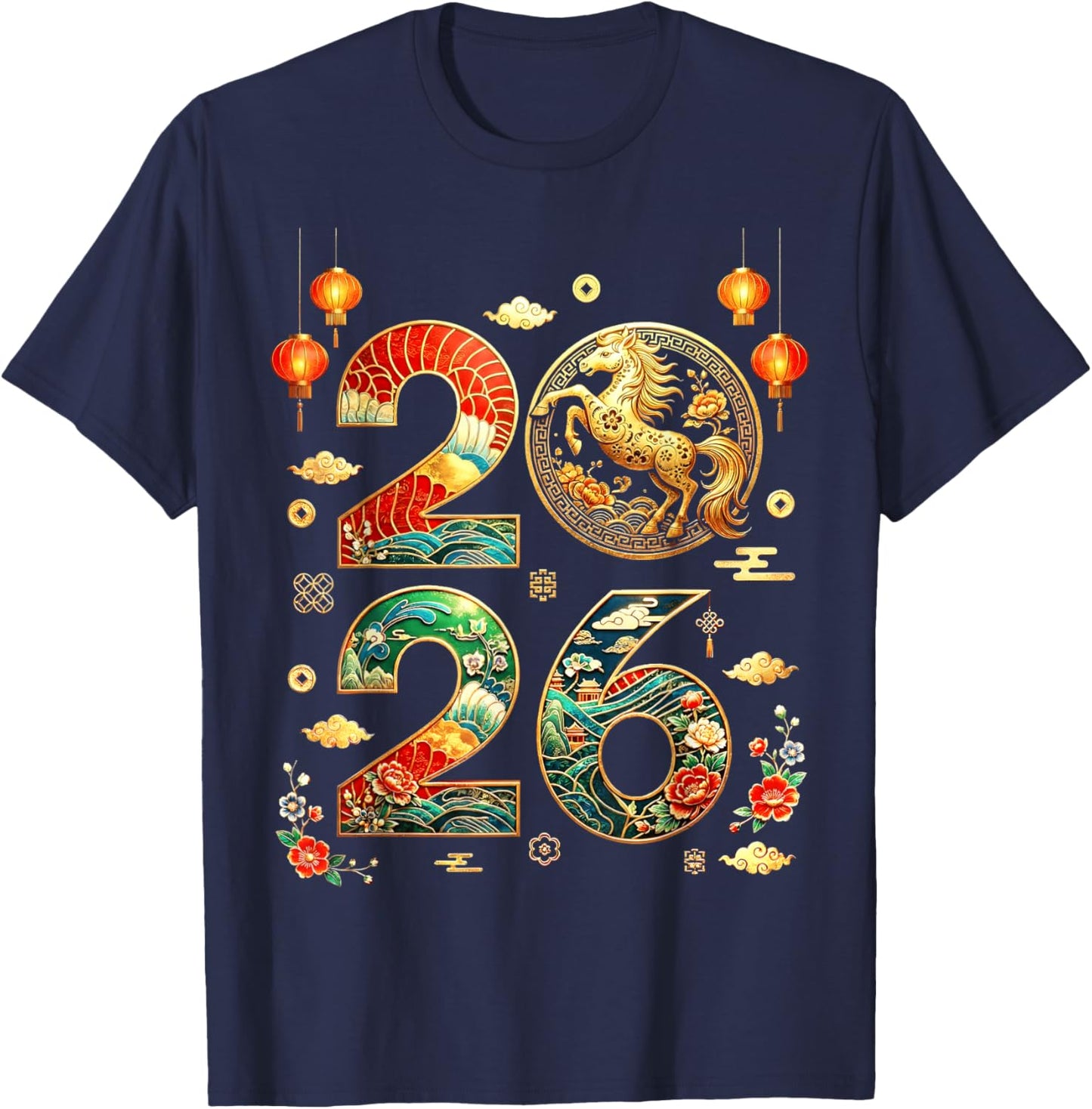 Year of The Horse 2026 Chinese New Year Lunar New Year Horse T-Shirt - T-Shirt | Navy