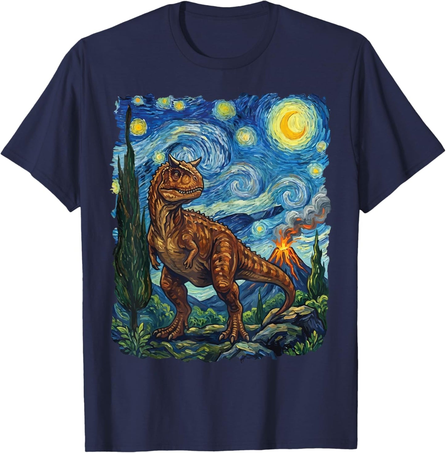 Carnotaurus Starry Night T-Shirt - T-Shirt | Navy