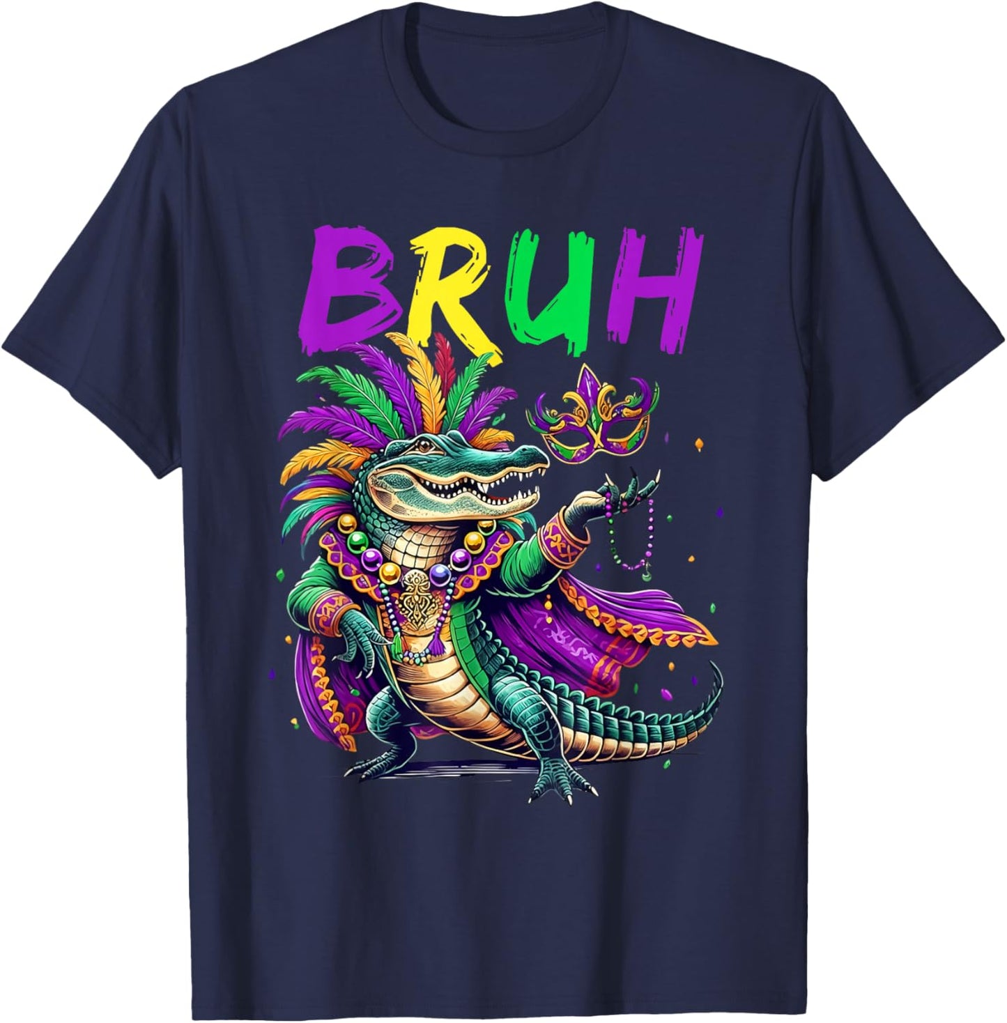 Mardigator Alligator Bruh Mardi Gras Costume Teens Boys Kids T-Shirt - T-Shirt | Navy