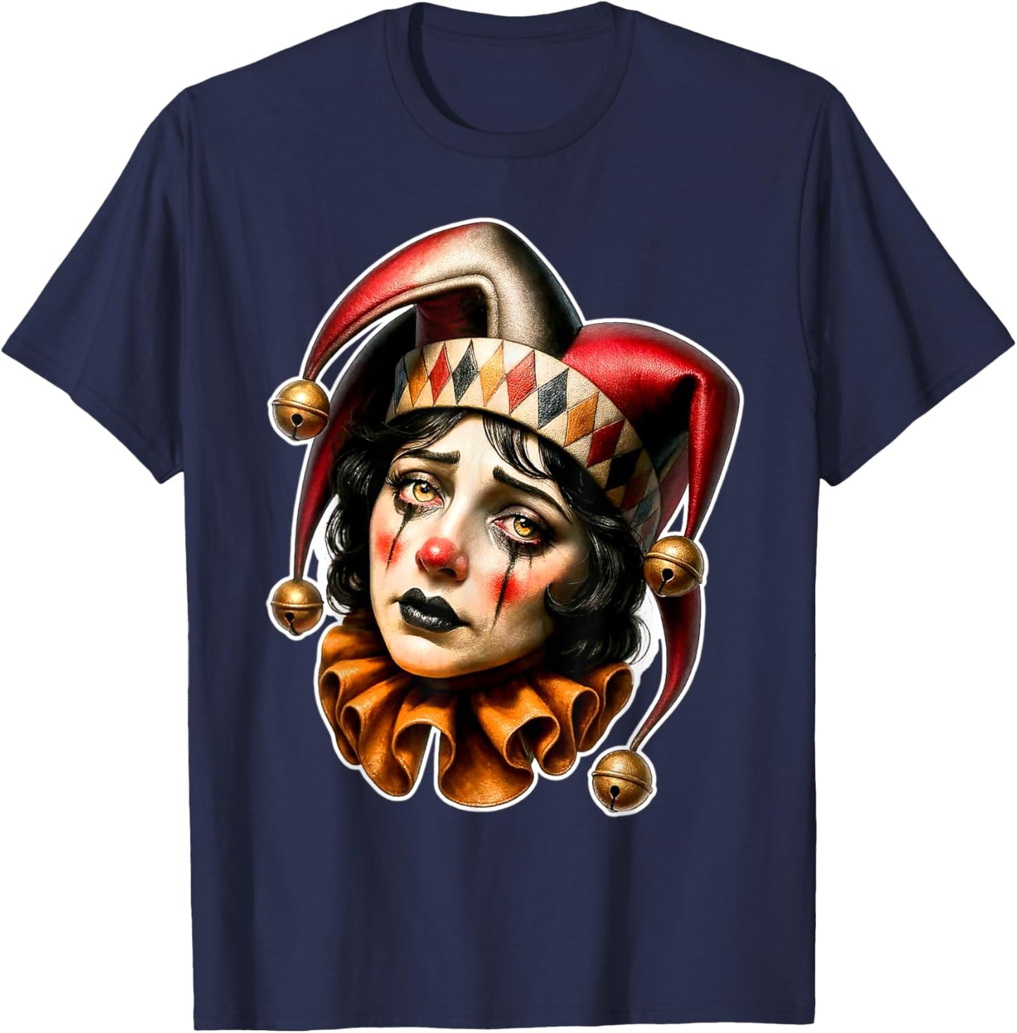 Jester Clown Sad T-Shirt - T-Shirt | Navy