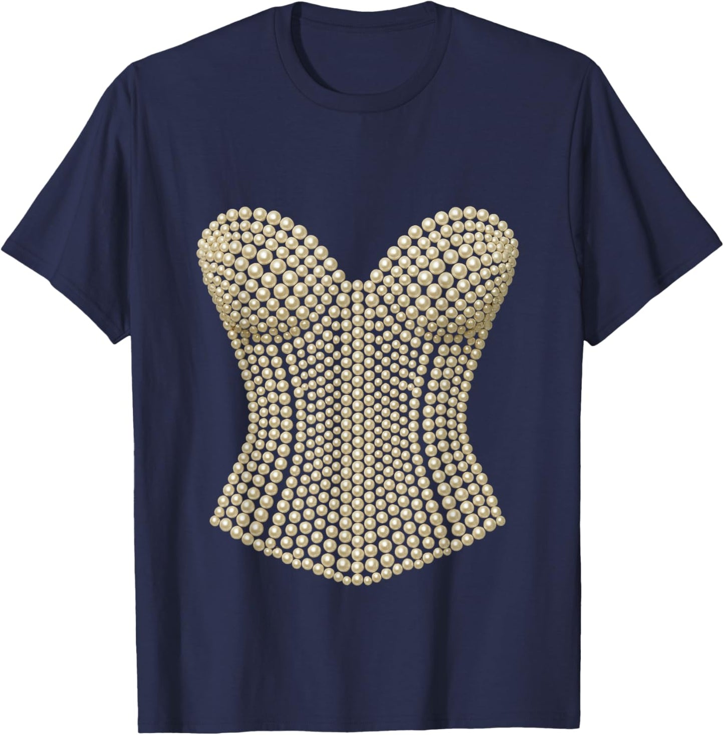 Halloween Pearl Corset Design Costume Show Girls T-Shirt - T-Shirt | Navy