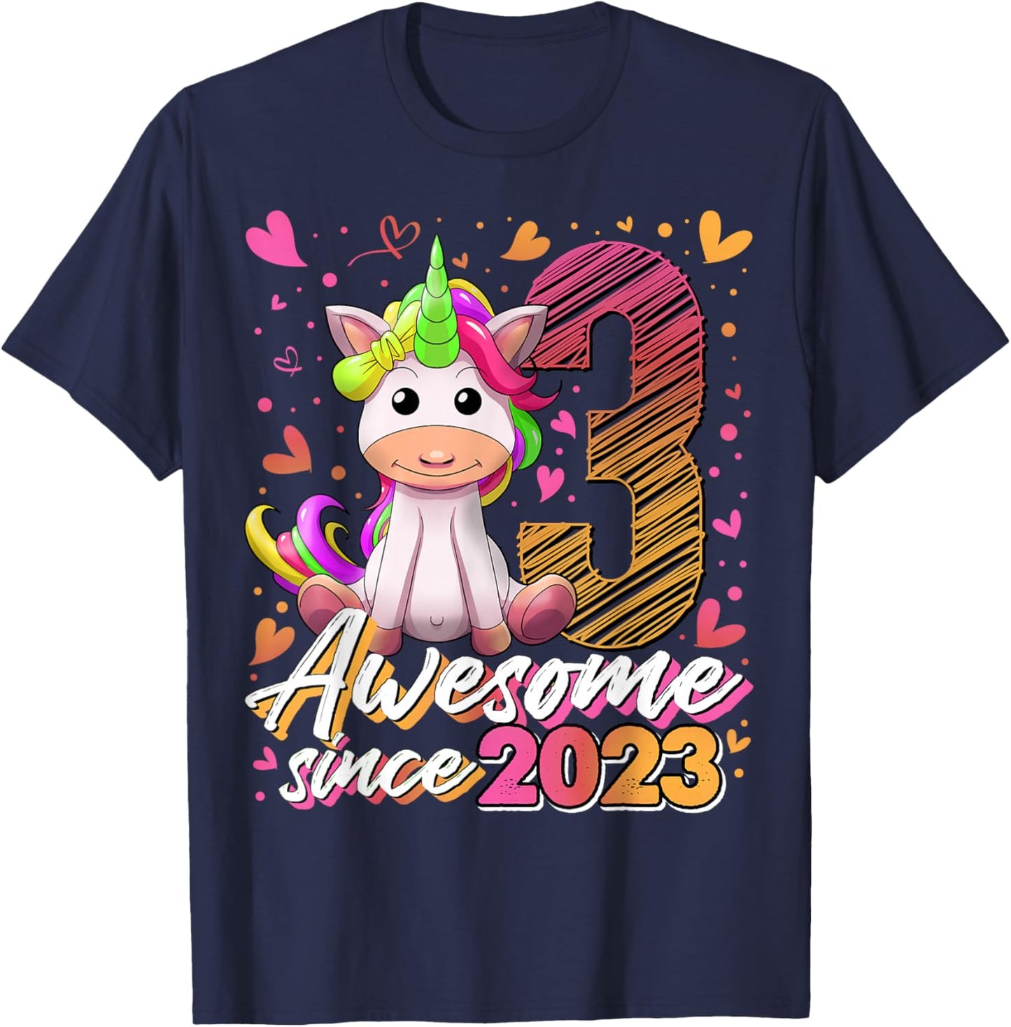 3rd Birthday Shirt Girl 3 Year Old Gifts 3 Birthday Girl T-Shirt - T-Shirt | Navy