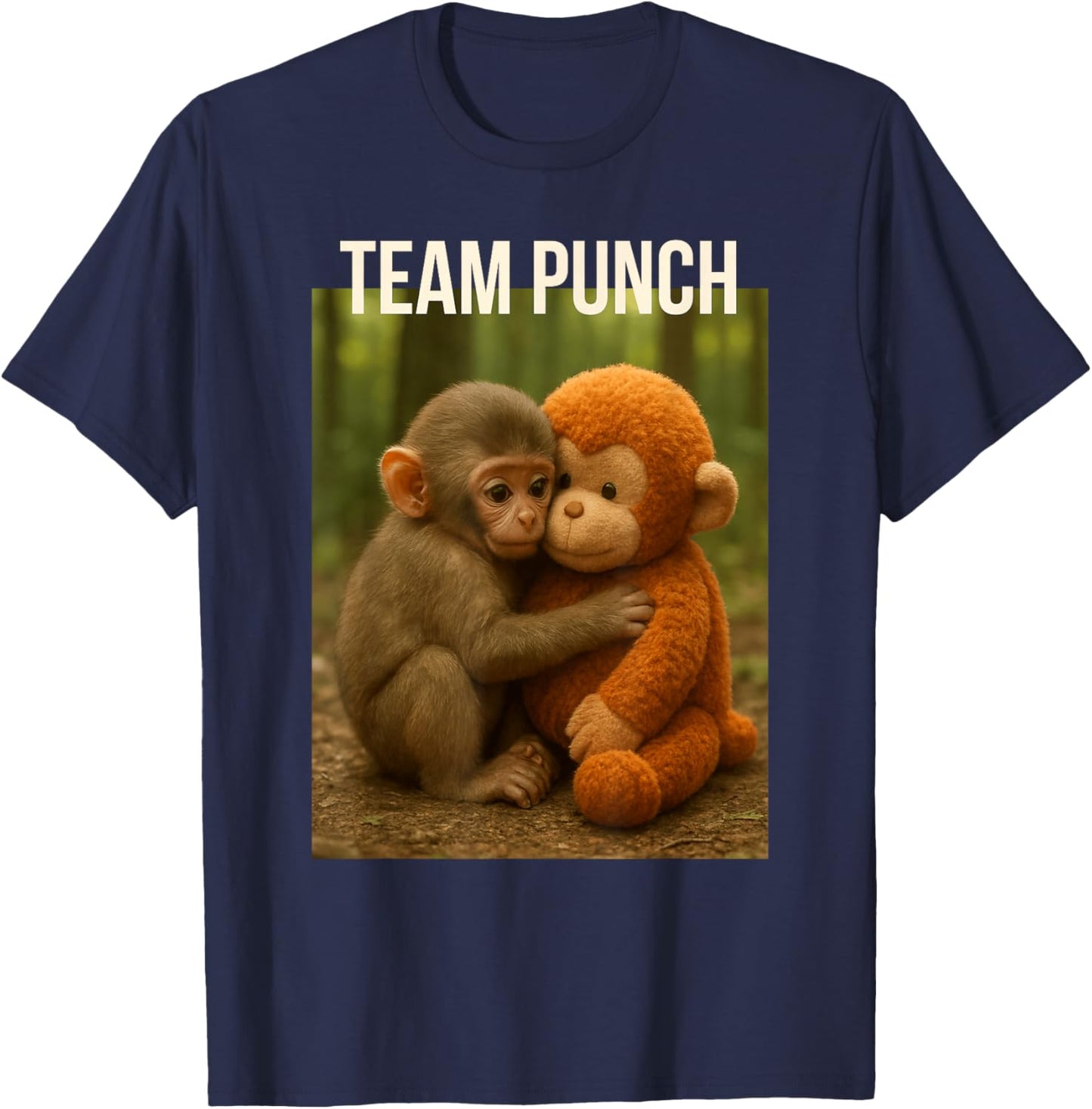 Cute Baby Monkey Punch Trendy Team Punch Zoo Design T-Shirt - T-Shirt | Navy