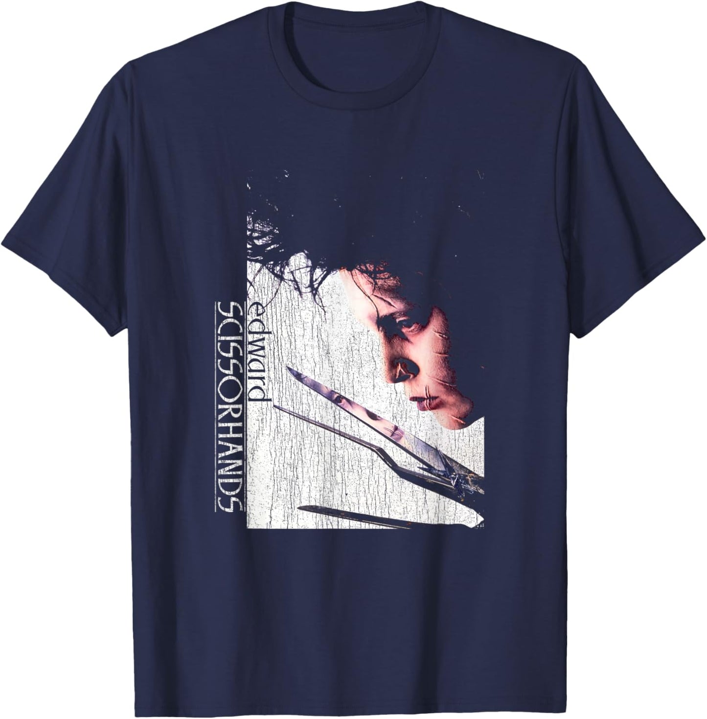 Edward Scissorhands Dramatic Face Vintage T-Shirt - T-Shirt | Navy