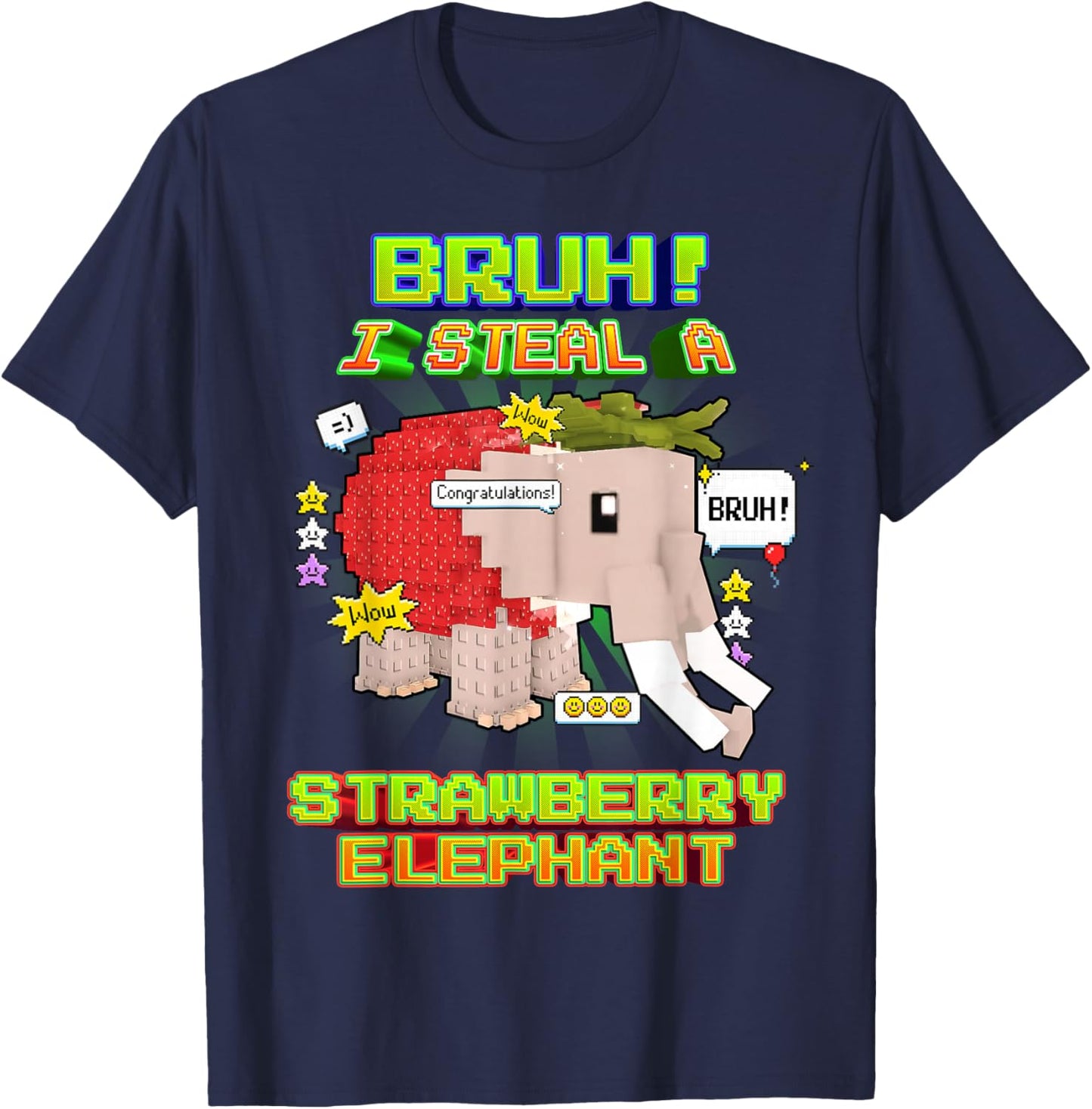 Bruh Funny Cocofanto Strawberry Elephant Brainrot for Kids T-Shirt - T-Shirt | Navy