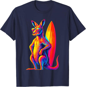 Kangaroo - Surfing Australia Animal Art T-Shirt - T-Shirt | Navy