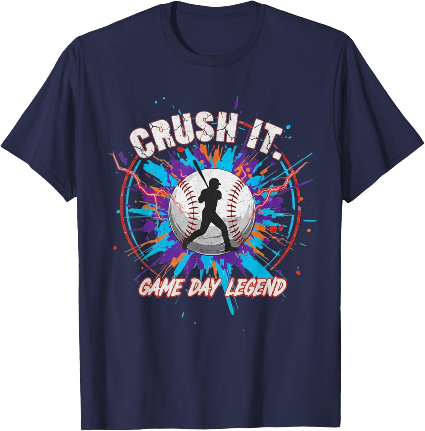 Crush It Baseball Game Day Hero for Kids Men Women Fans T-Shirt - T-Shirt | Navy