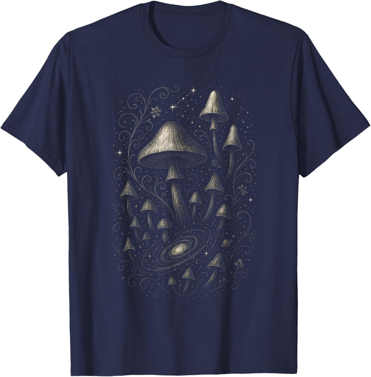 Mushroom Magic - Nature Aesthetic T-Shirt - T-Shirt | Navy