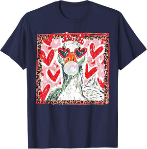 Cute Goose Valentine Bubble Gum Love T-Shirt - T-Shirt | Navy